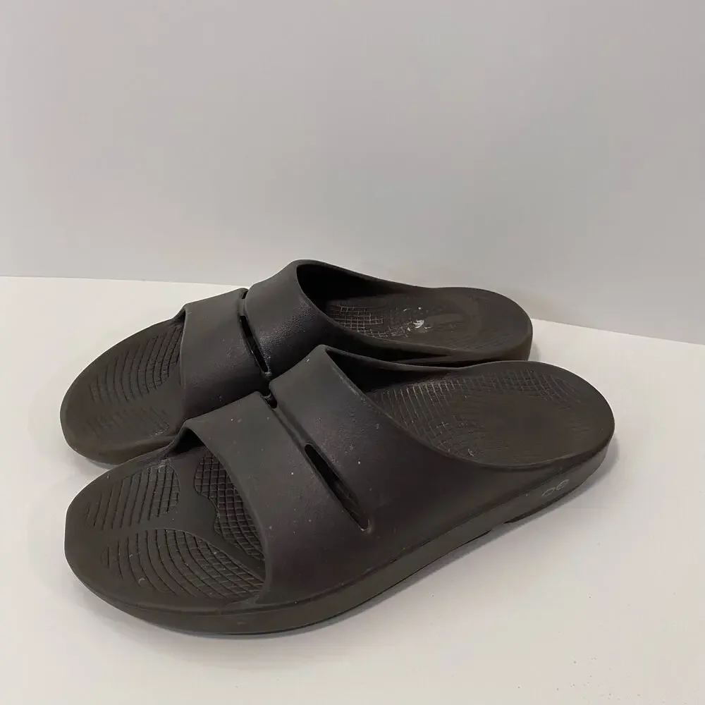 Oofos Men's Slides OOahh Sport‎ Comfort Brown Size 10 Cushioned Leisure
